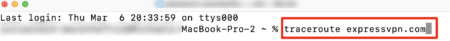 Running the traceroute command on macOS