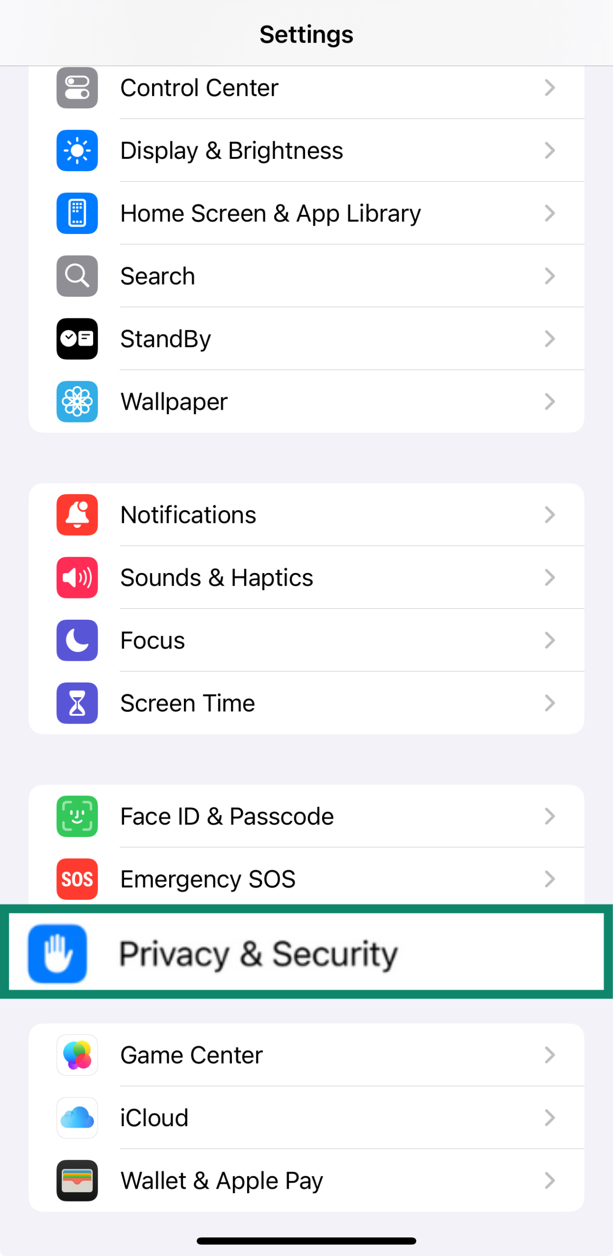 Image showing iOS settings.