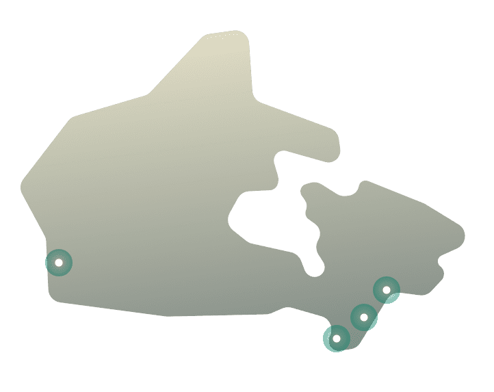 Karte mit Serverstandorten in Kanada.