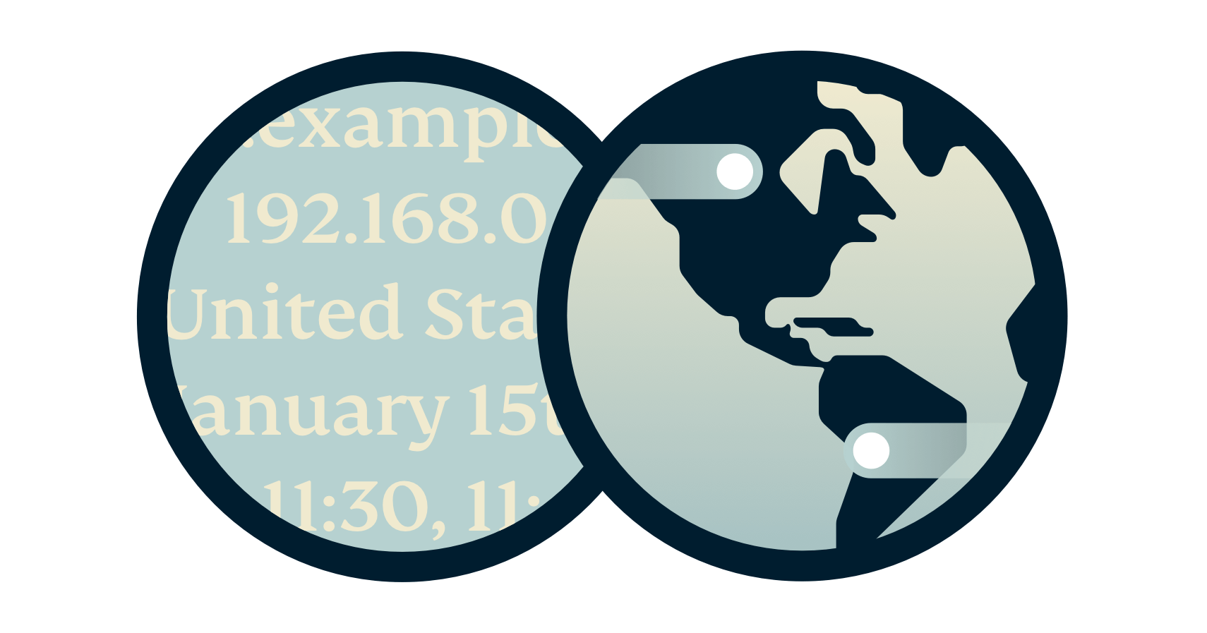 Globe next to IP addresses and URLs.