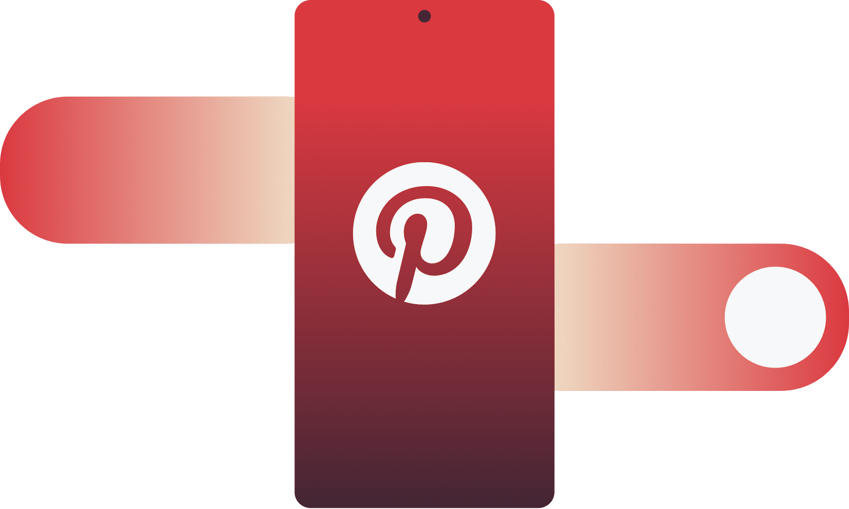 Logo Pinterest sur un appareil mobile avec un geste de balayage le traversant.