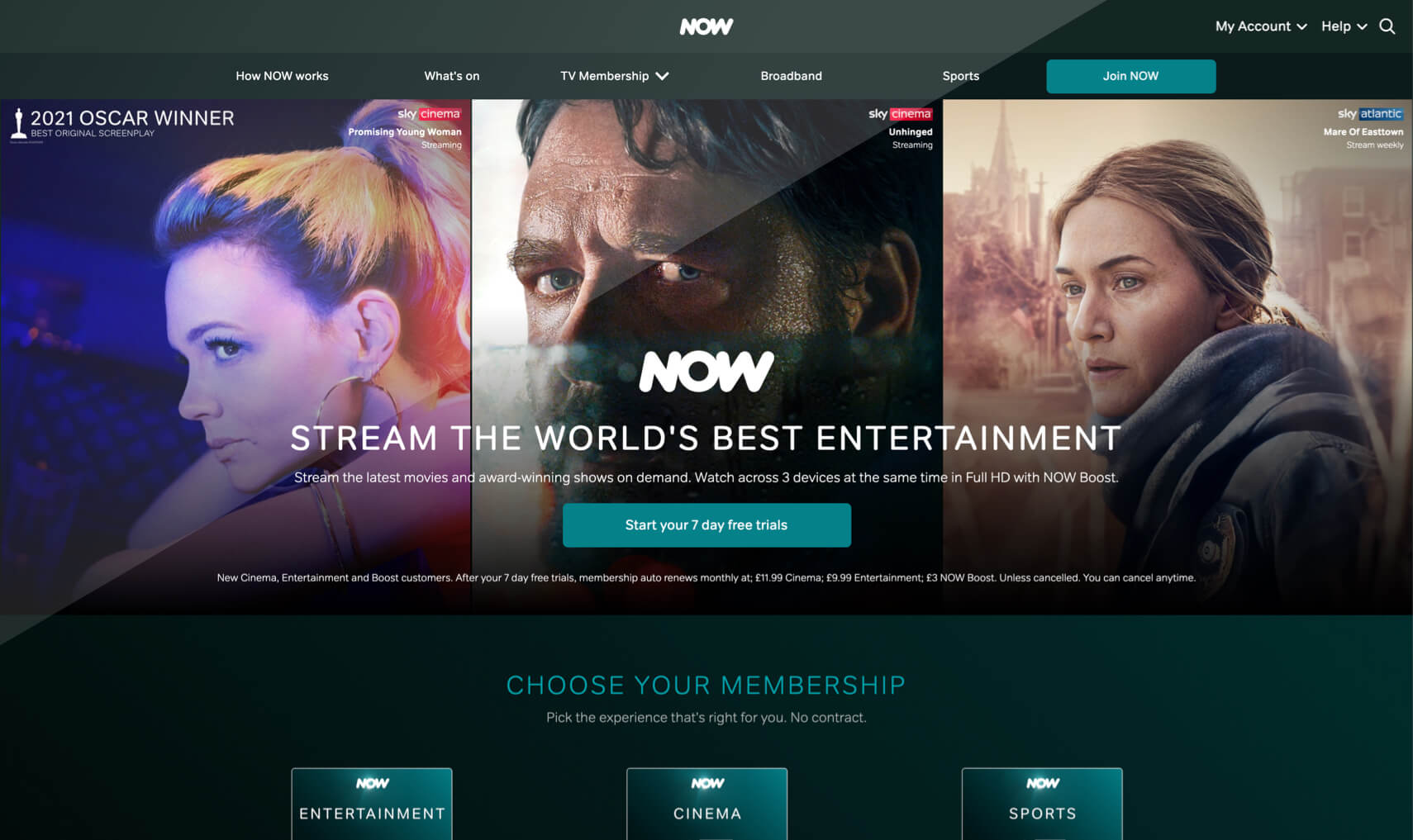 Captura de tela da Now TV